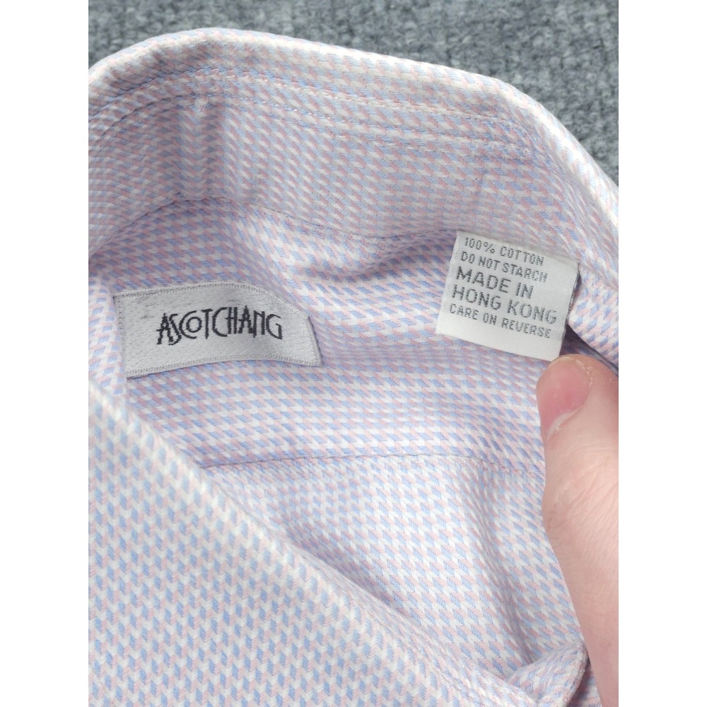 Ascot Chang Dress Shirt Men's 42 Abstract Multi Color Purple 100% Cotton